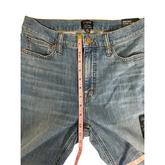 NWT J.Crew Flare Crop Mid-Rise Jean in All-Day Stretch Blue Pebble Wash Size 27